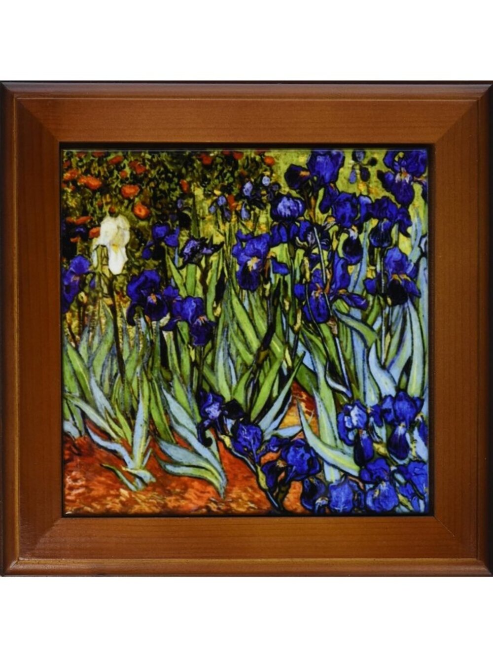 Framed 8x8 Tile Art - Van Gogh Irises Design, Home Decor, Unique Gift Idea